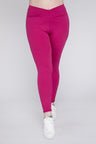 Pink Plus Size V Waist Full Length Leggings