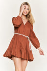 mocha Flared Button Down Shirt Dress