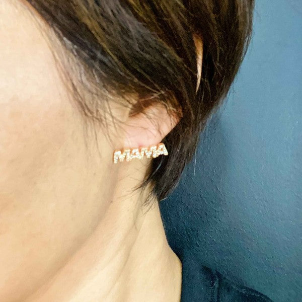 MAMA Gold Stud Earrings