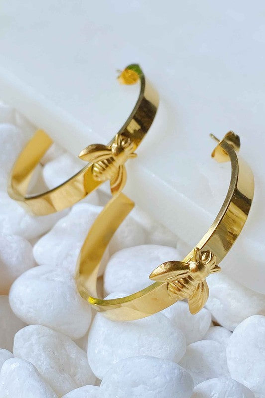 Bee You Gold Hoop Earrings