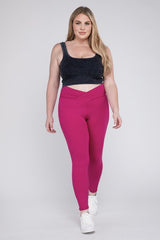 Pink Plus Size V Waist Full Length Leggings