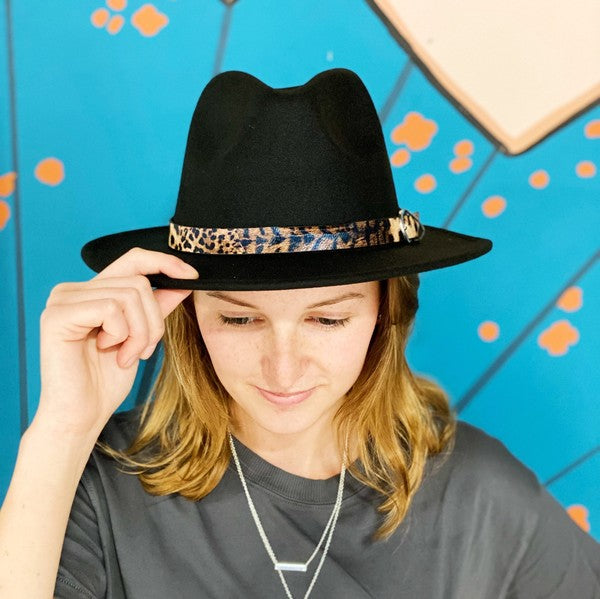 Leopard Belt Fedora Hat