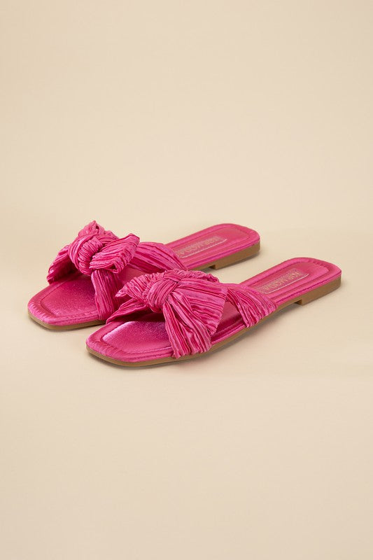 pink Lush Bow Slide Sandals