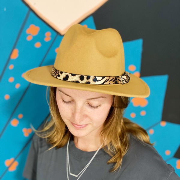 Leopard Belt Fedora Hat