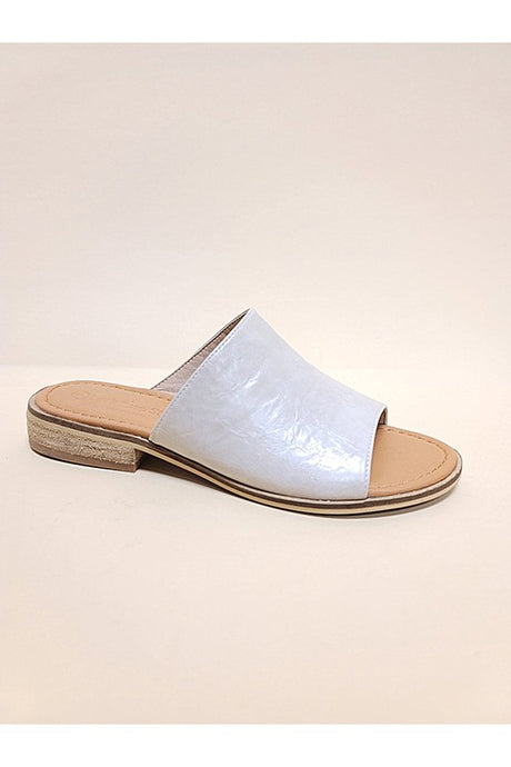 Faux Leather Slide Sandals