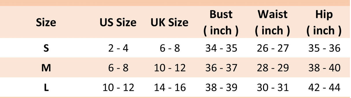 7th ray size chart