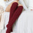 burgundy Knee High Cable Knit Socks