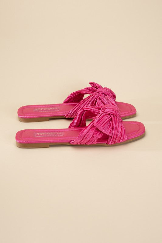 pink Lush Bow Slide Sandals