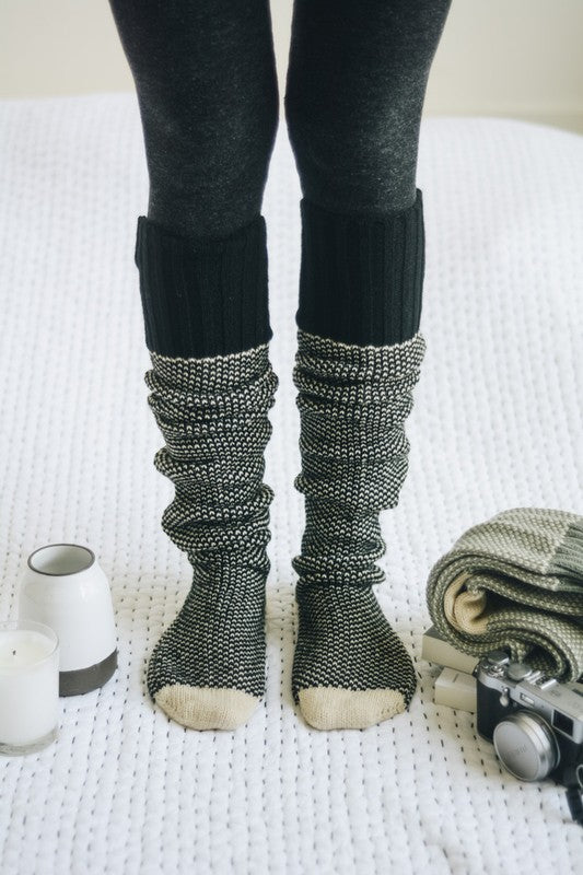 Black Knitted Knee High Lounge Socks