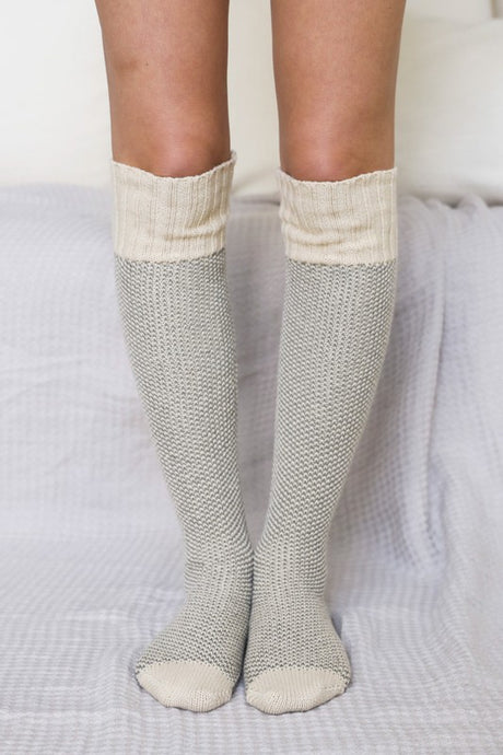 oatmeal Knitted Knee High Lounge Socks