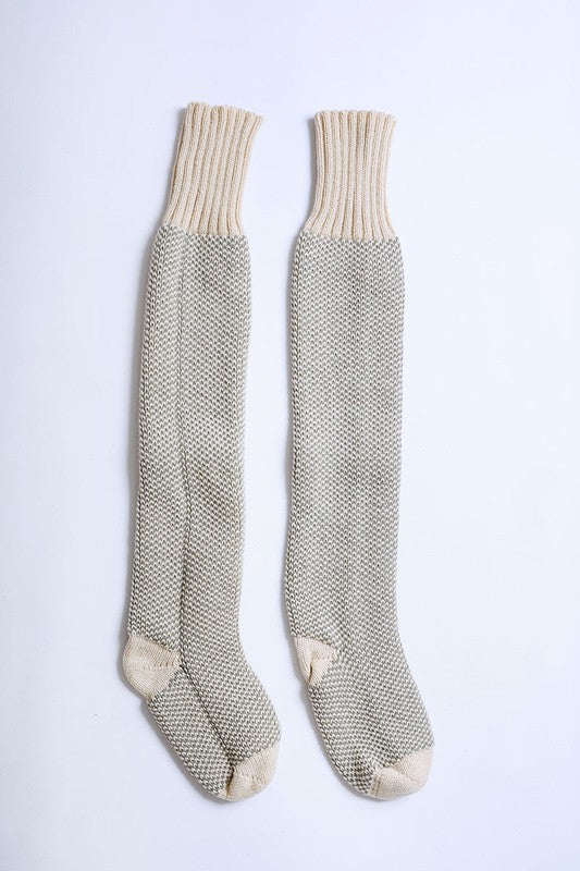 oatmeal Knitted Knee High Lounge Socks