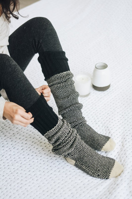 Black Knitted Knee High Lounge Socks