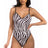 Brown One-Piece Zebra Print Swimsuit