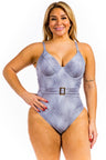 Plus Size One-Piece Denim Swimsuit