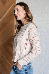 Medium Weight Cable Knit Sweater in Ivory side view