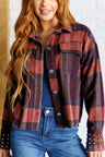 Studded Flannel Plaid Shacket