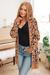 Brown Animal Print Longline Cardigan