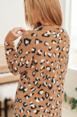 Brown Animal Print Longline Cardigan back