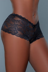 Hayden Lace Boyshorts Black side view