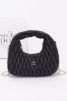 Black Quilted Faux Leather Hobo Bag