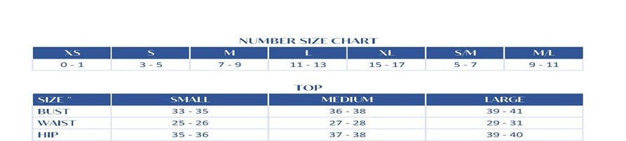 Blue B size chart