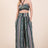 Boho Print Halter Crop Top with Wide Leg Pants with Pockets