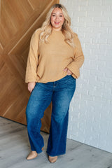 plus size Cozy Bubble Sleeve Sweater in Beige