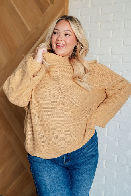 plus size Cozy Bubble Sleeve Sweater in Beige