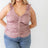 Plus Size Ruched Button-Up Ruffle Strap Smocked Back Tank Top