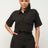 Black Front Button Down Side Pockets Top And Shorts Set 