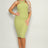 green High cut racerback knit midi dress front view