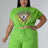 model wearing green Plus Size High Waisted Short Set