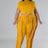 Plus Size model wearing yellow High-Waist Pant Set