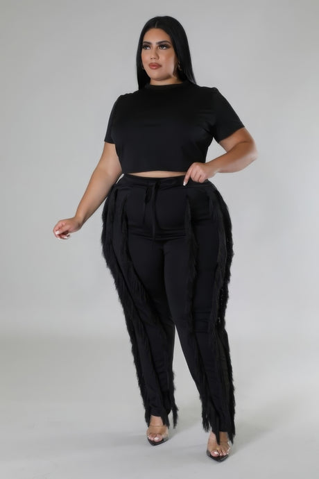 Plus Size model wearing Black High-Waist Pant Set