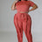 Plus Size model wearing pink High-Waist Pant Set