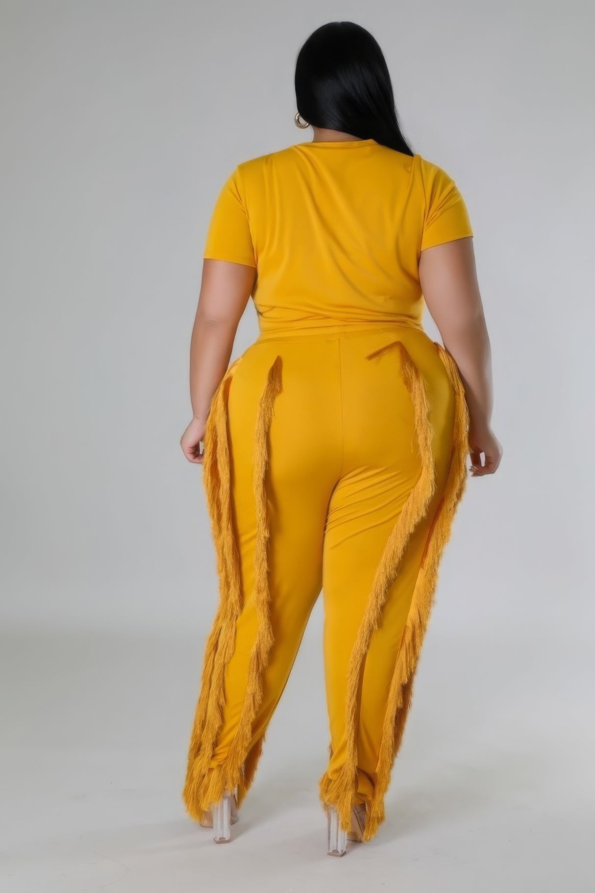 Plus Size model wearing High-Waist Pant Set back view