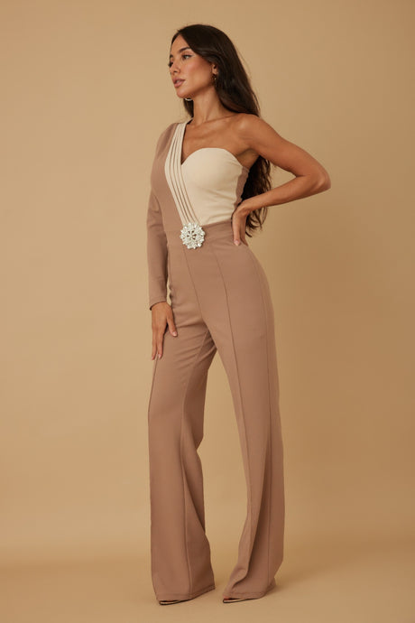 Crystal Snowflake One Sleeve Jumpsuit