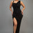 Black one shoulder glitter maxi dress with front side slit