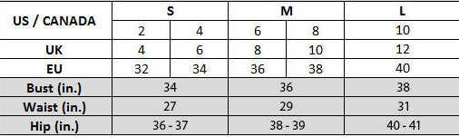 CQbyCQ size chart