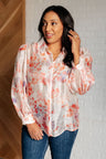 Sheer Floral Button Up Blouse