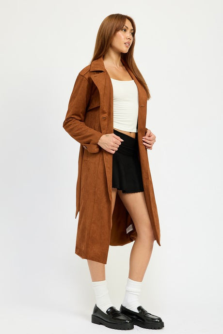 Camel color Suede Trench Coat 