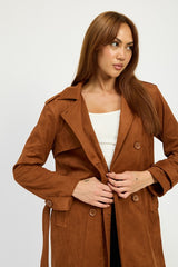 Camel color Suede Trench Coat 