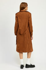 Camel color Suede Trench Coat back view