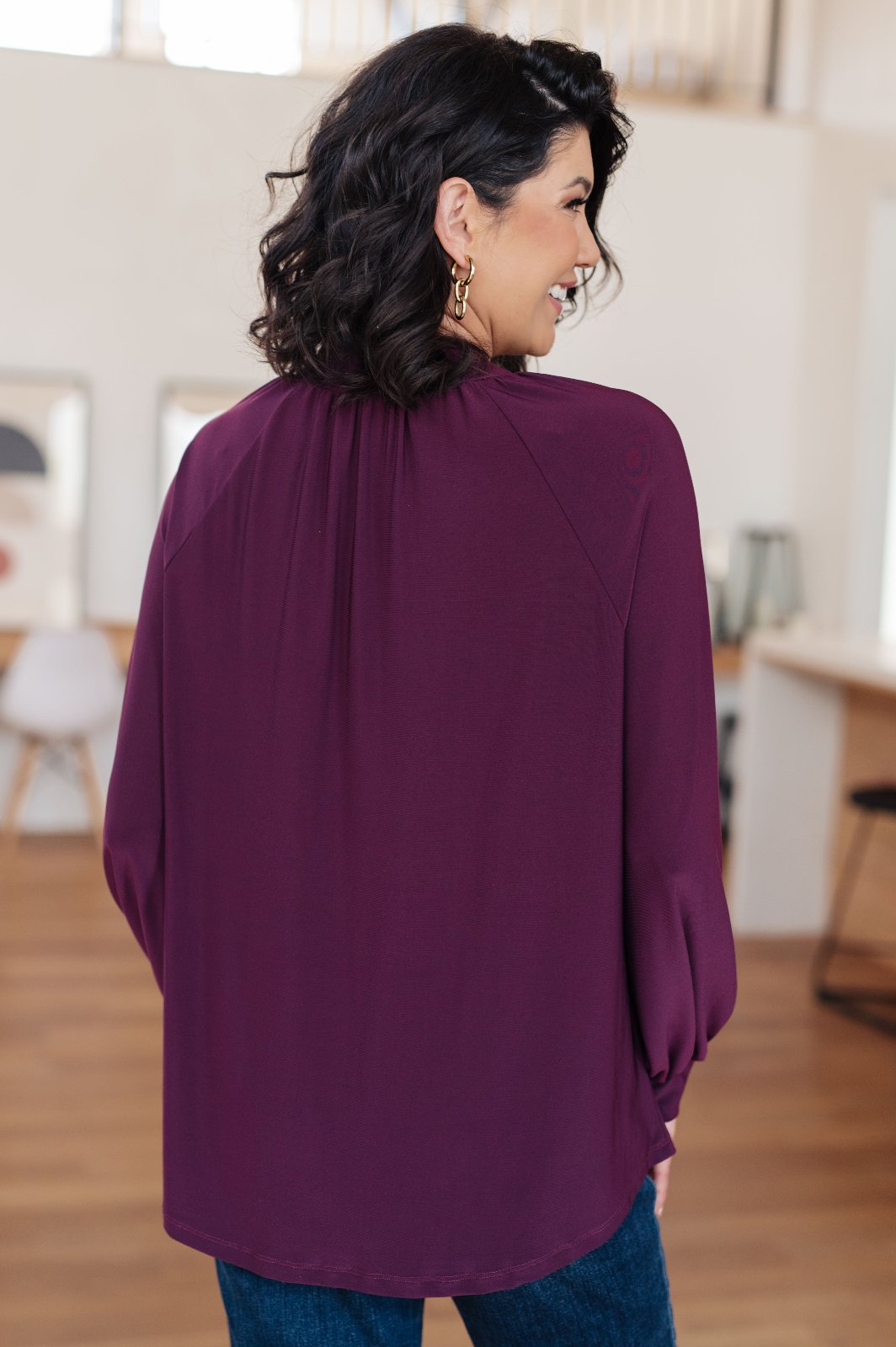 Plum Sophistication Mock Neck Blouse