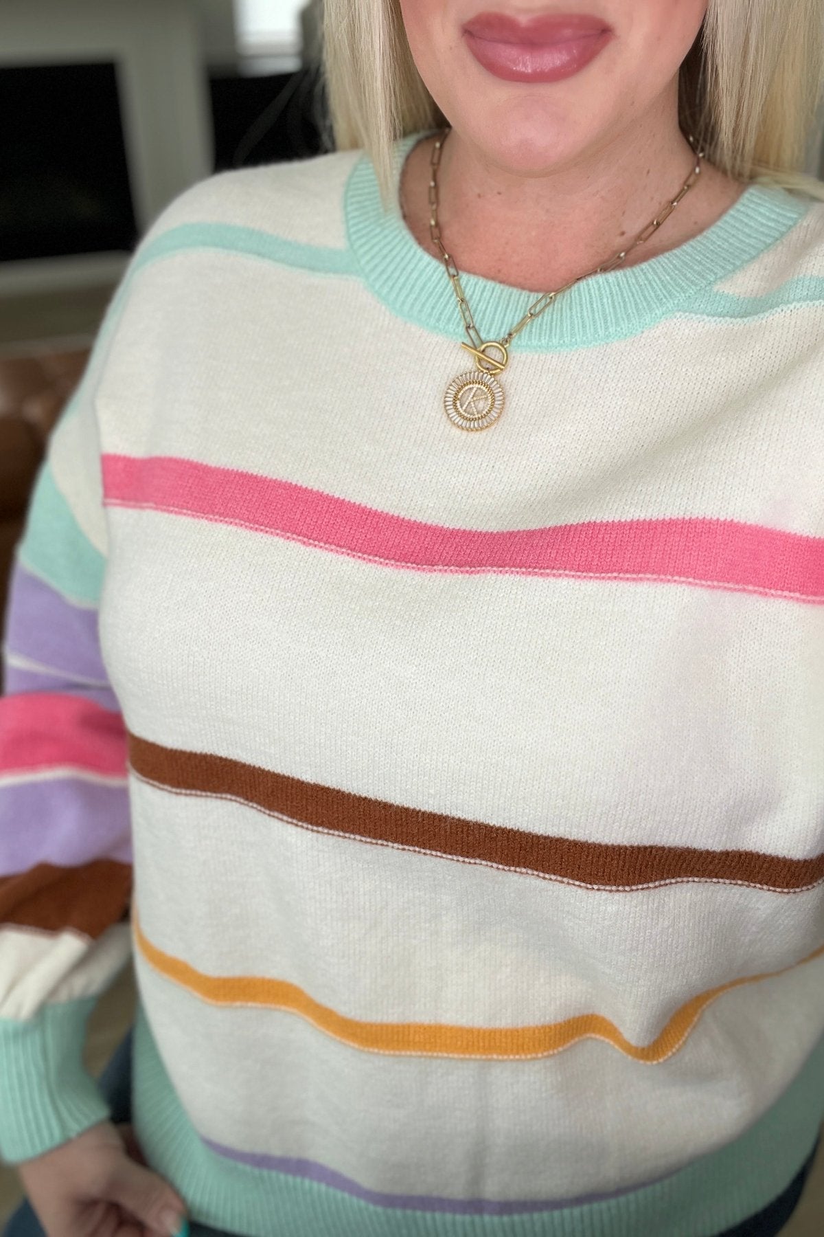 Colorblock Sleeve Striped Sweater