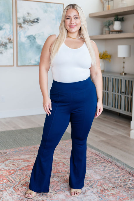 Plus size Navy High Rise Flare Leg Pants