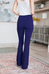 Navy blue High Rise Flare Leg Pants back