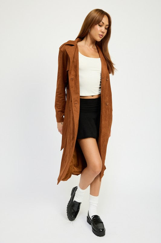 Camel color Suede Trench Coat 