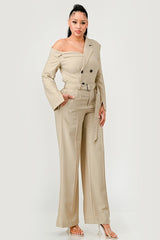 Double Breasted Trench Jumpsuit in Beige