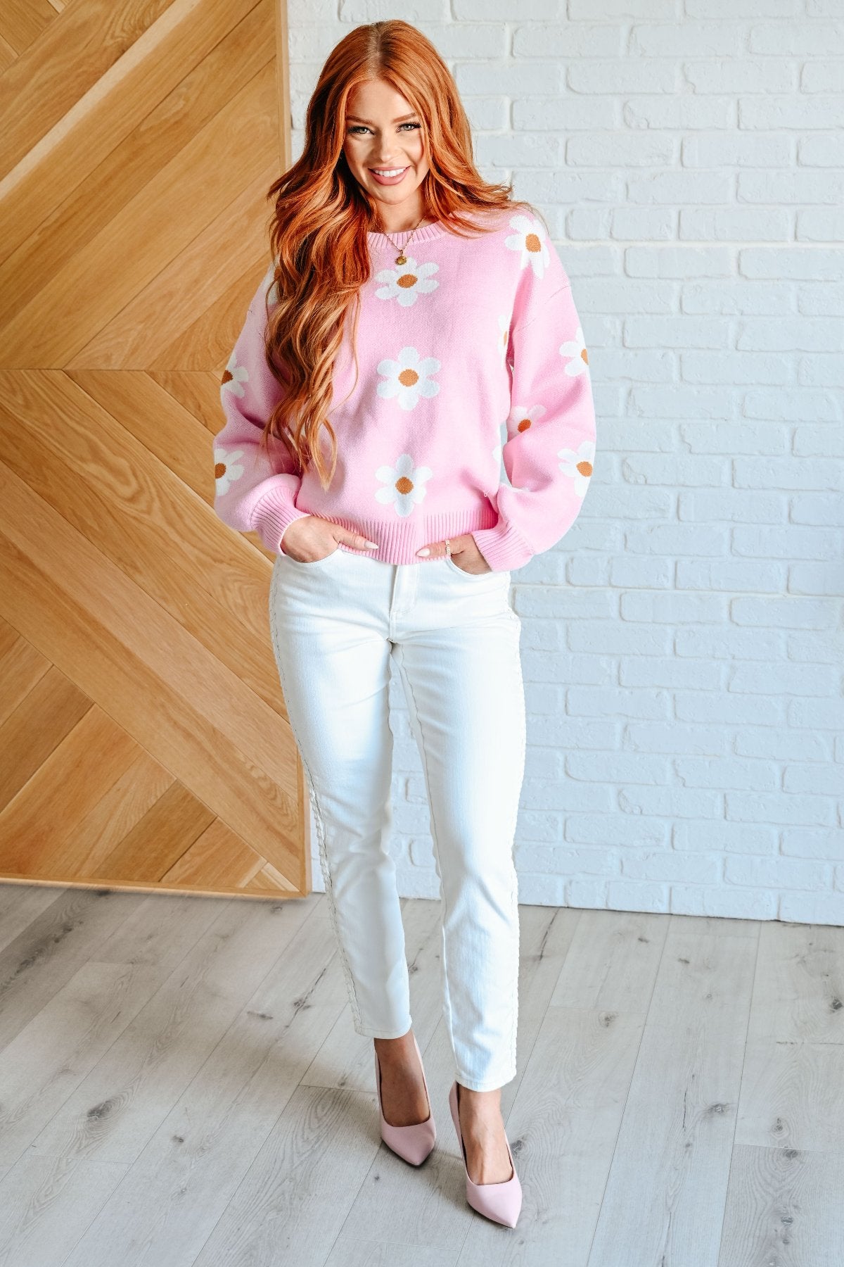 Pretty Pink Floral Sweater